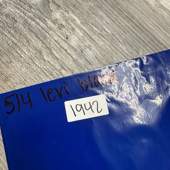 Levis 514 Black Mens 38x30 Stretch Regular Straight Leg Denim Jeans White Tab‎ - Picture 9 of 13